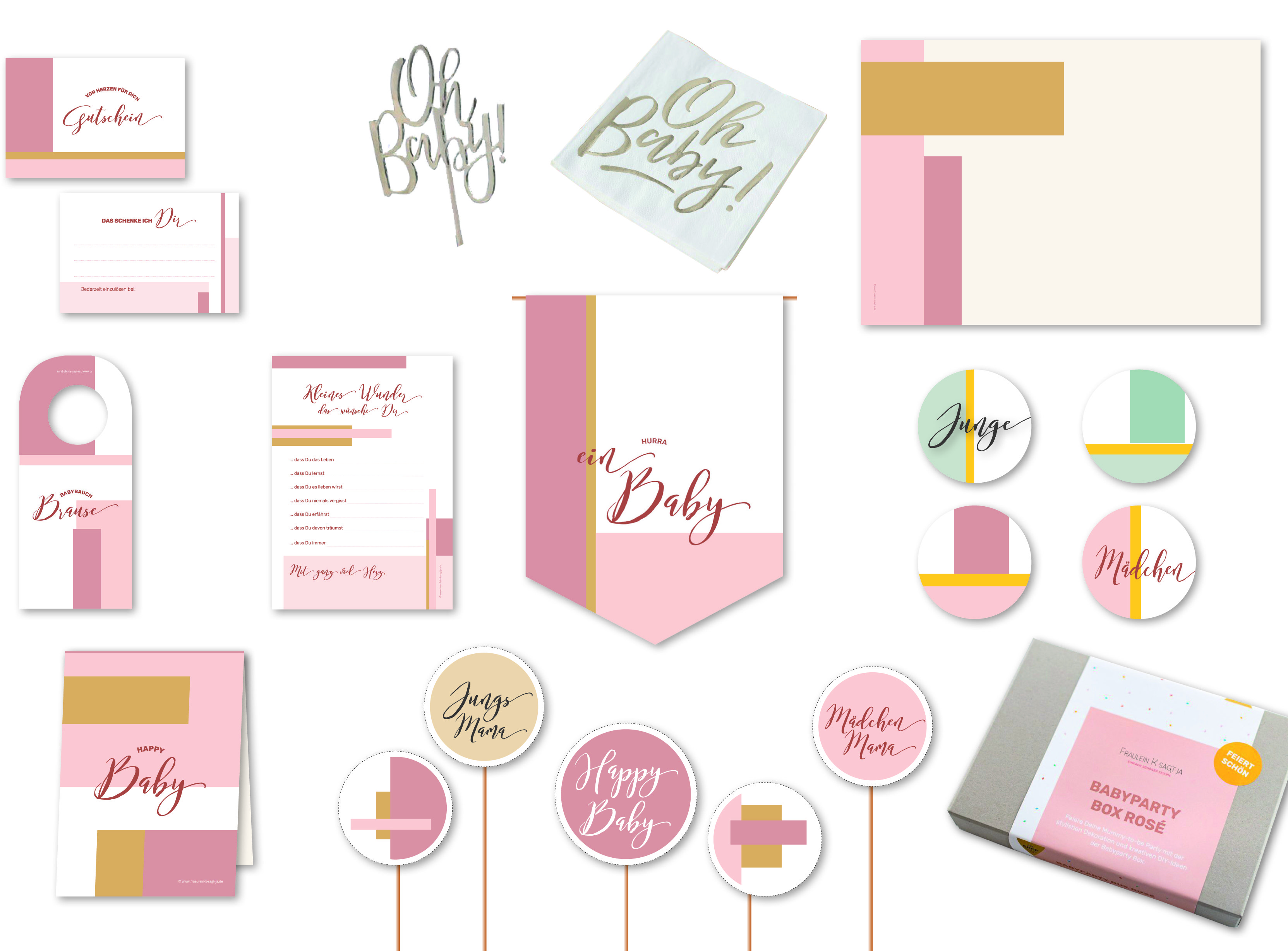 Babyparty Box Rose Fraulein K Sagt Ja Partyshop