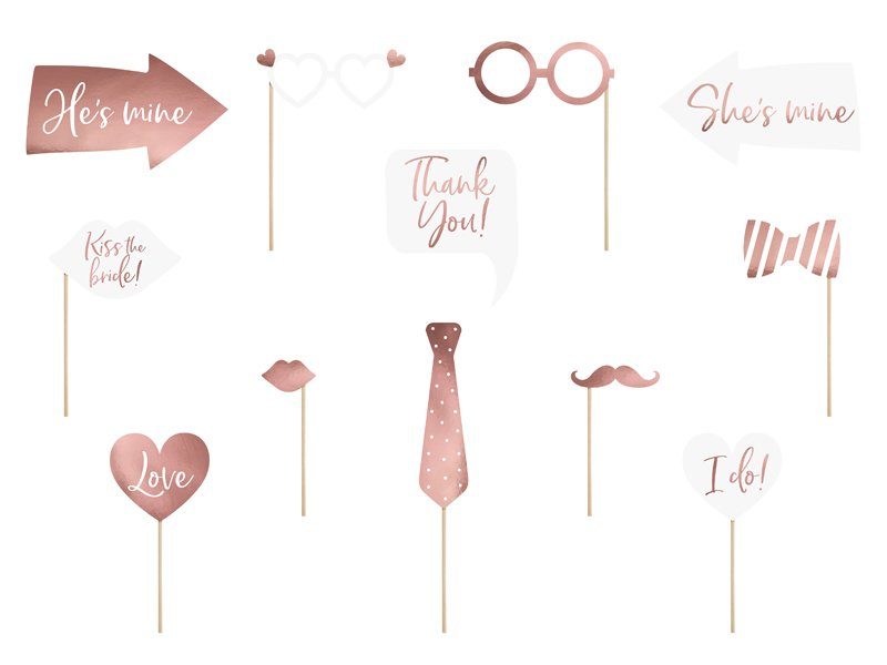 Photobooth Props Hochzeit roségold