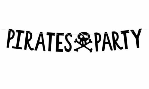 Girlande Piratenparty schwarz, 2 Meter