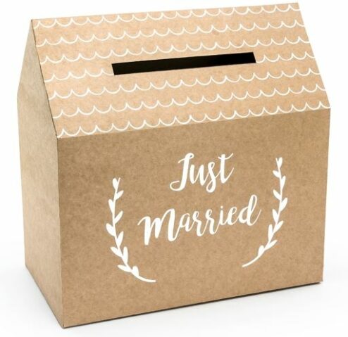 Kraftpapier Kartenbox mit aufdruck just married