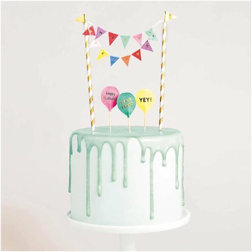 Mini Cake Topper Girlande Happy Birthday multicolor