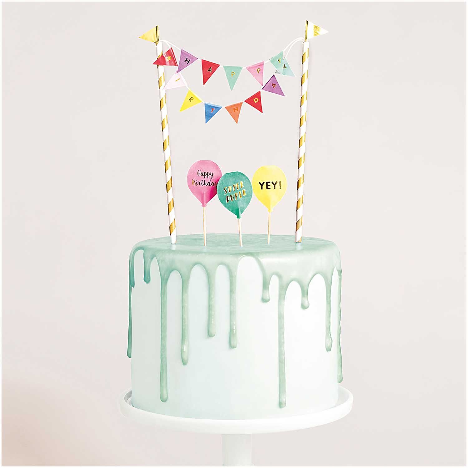 Mini Caketopper Girlande Happy Birthday multicolor