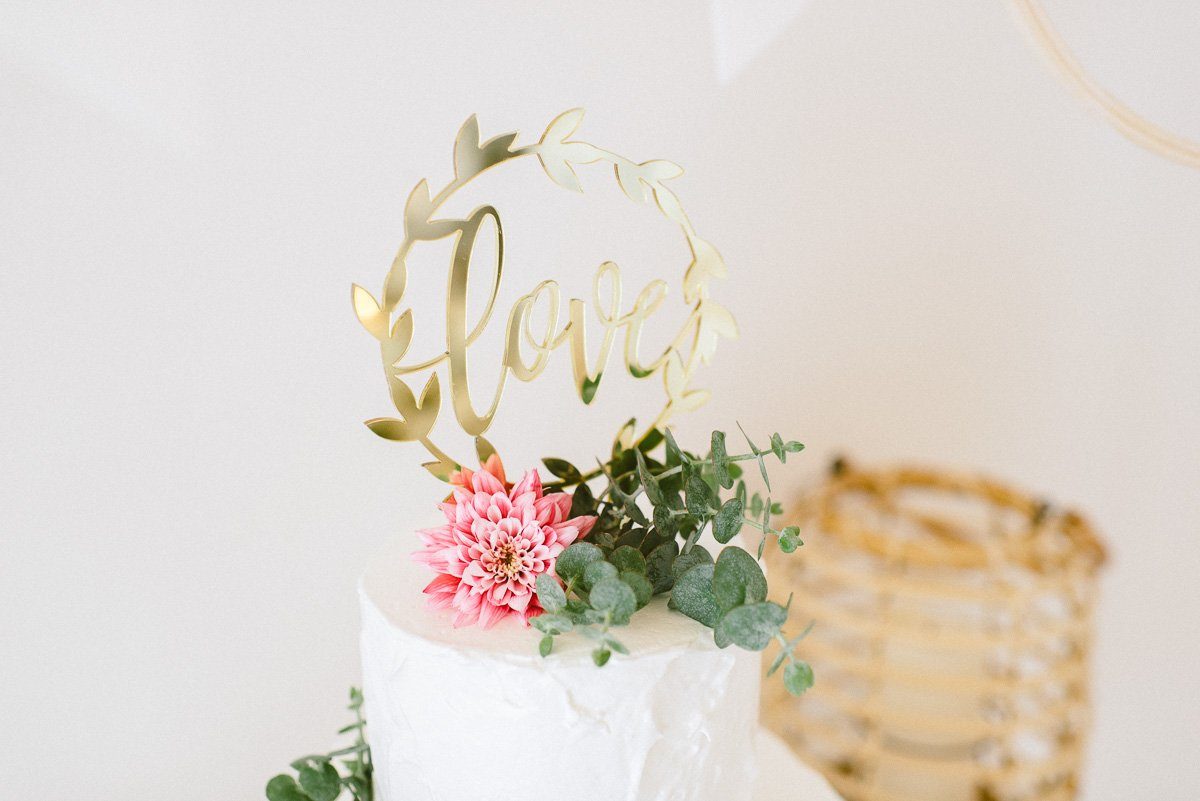 Cake Topper love Gold verspiegelt