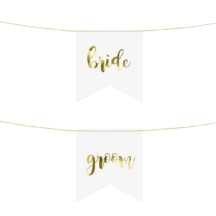Bride and Groom Schriftzug Gold