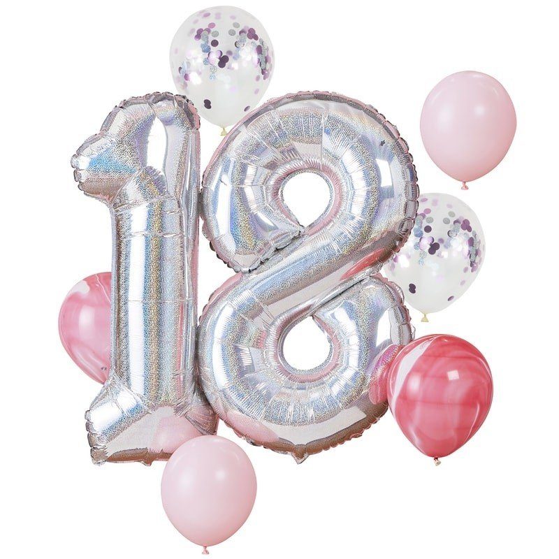Folienballon Set 18. Geburtstag irisierend