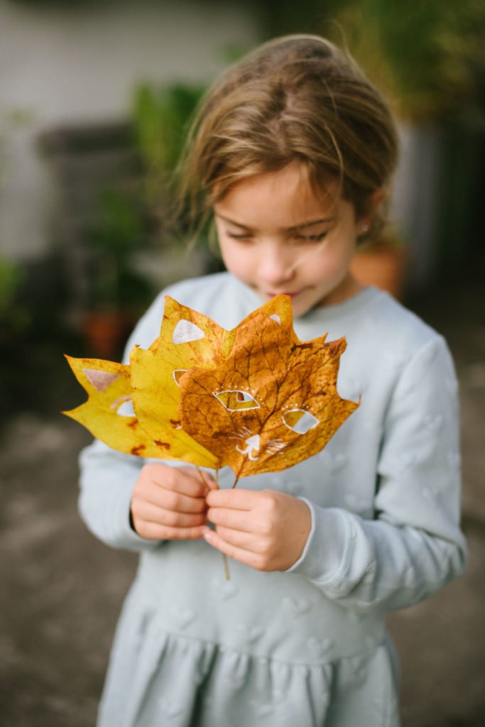 Tiermasken Fräulein Ja herbstlichen aus Sagt Blättern K. - DIY: