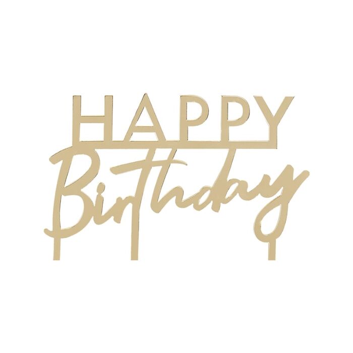 Cake Topper Happy Birthday Gold Acryl Fraulein K Sagt Ja Partyshop