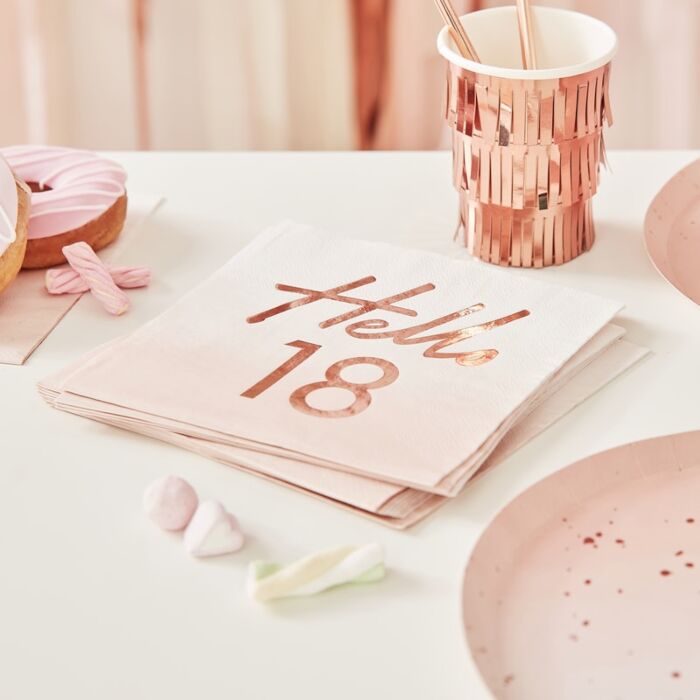 Papierserviette ‘hello 18’ roségold