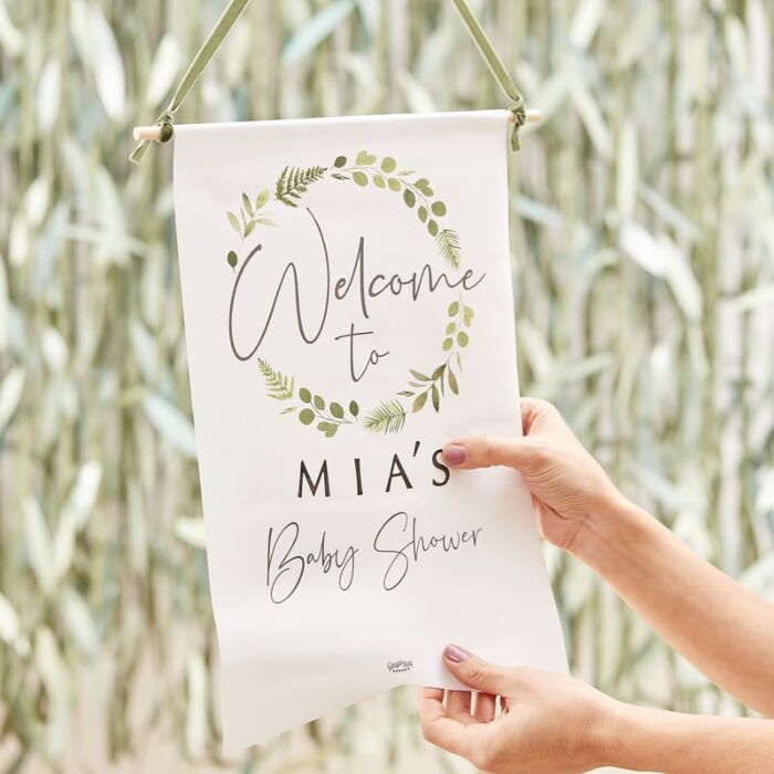 Wimpel Botanical Babyparty Hey Baby Fraulein K Sagt Ja Partyshop