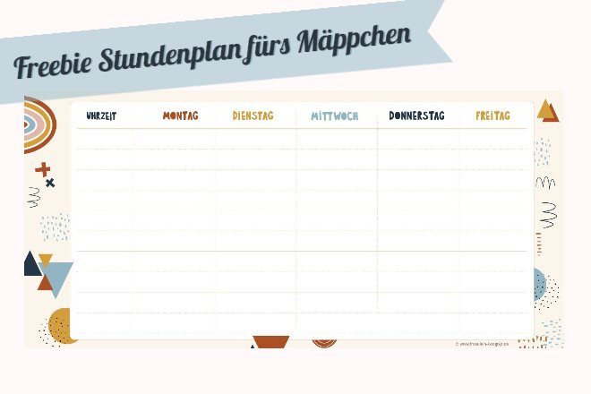 Freebie Regenbogen Stundenplan Mäppchen