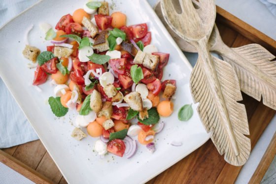 Rezept Brotsalat mit Tomaten und Melone