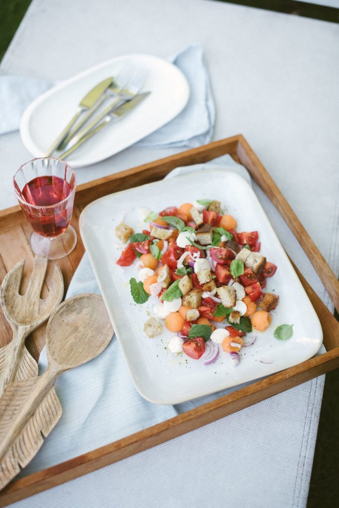 Rezept Brotsalat mit Tomaten und Melone