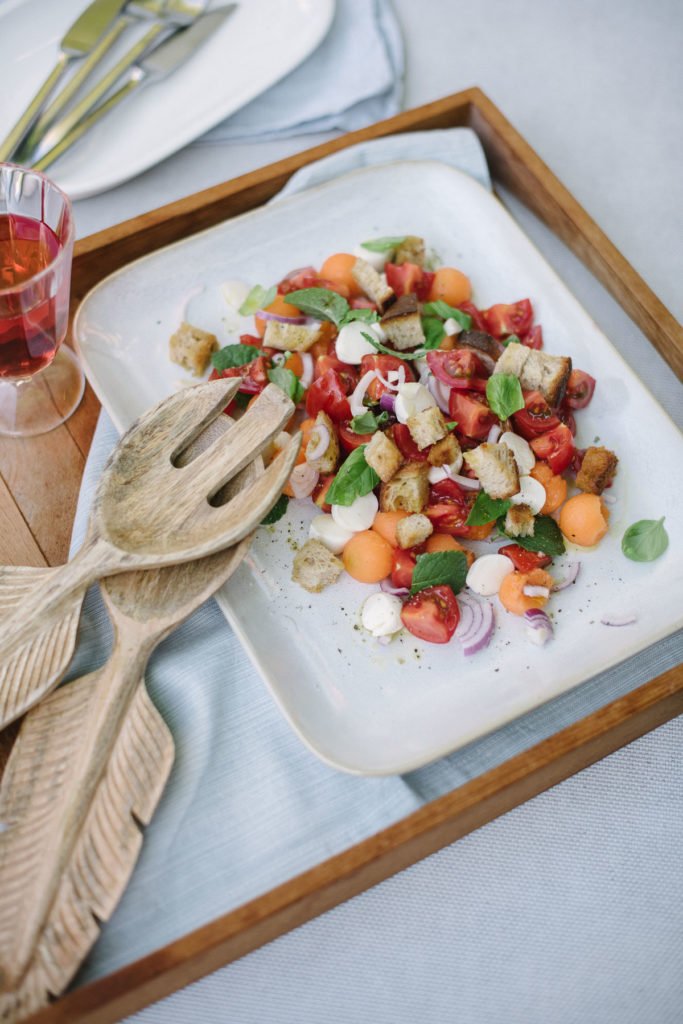 Rezept Brotsalat mit Tomaten und Melone