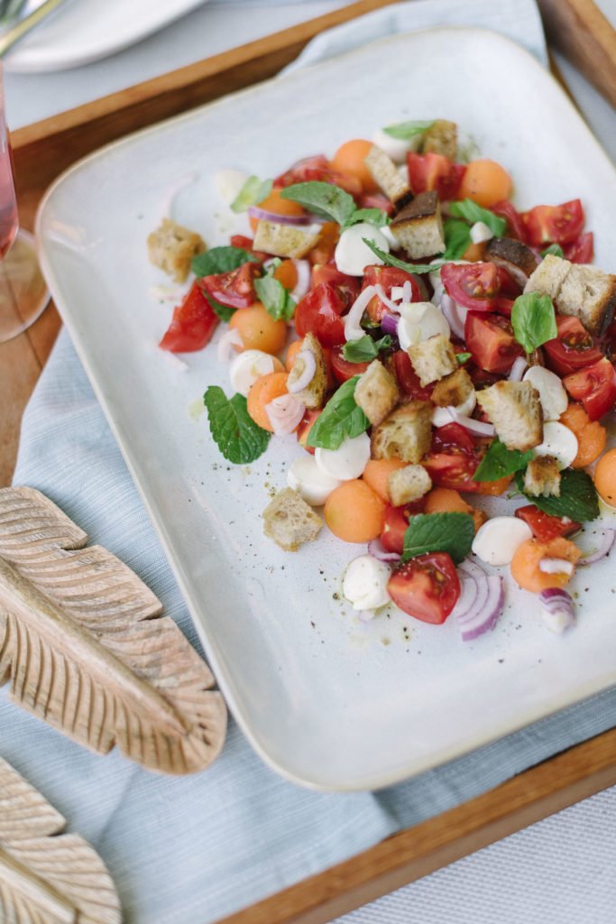 Rezept Brotsalat mit Tomaten und Melone