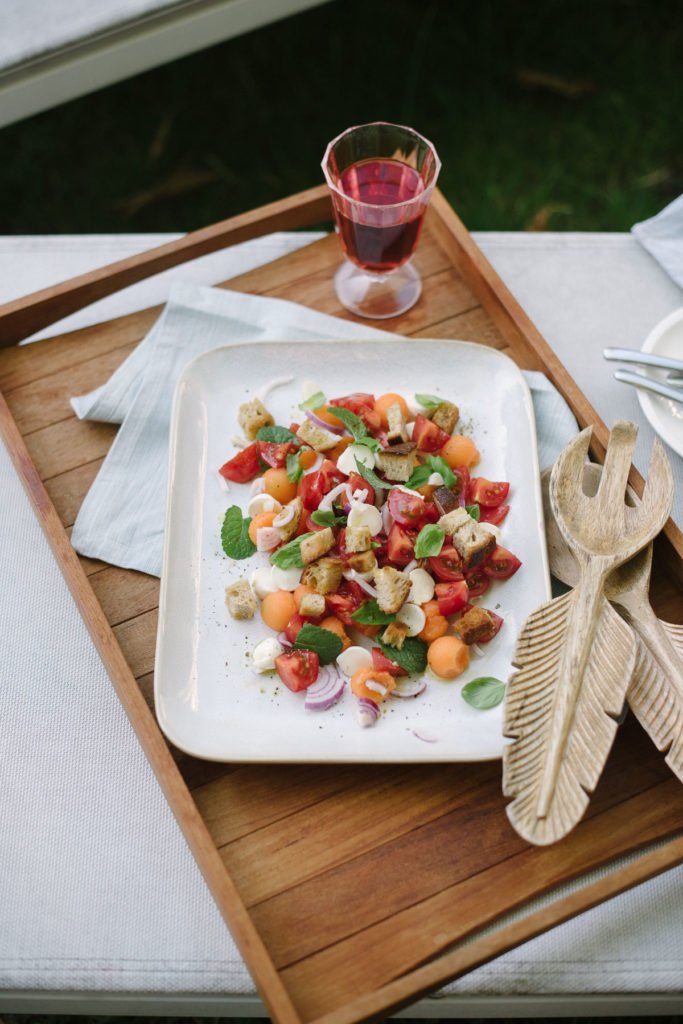 Rezept Brotsalat mit Tomaten und Melone