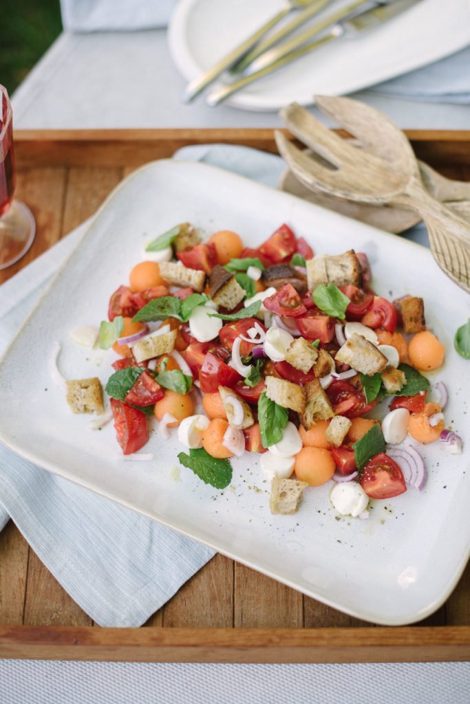 Rezept Brotsalat mit Tomaten und Melone