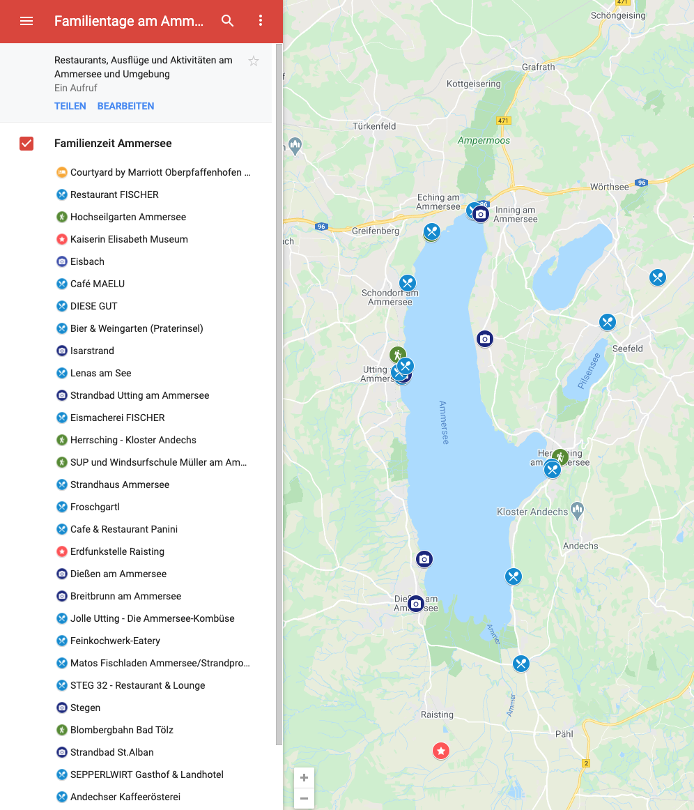 Familienferien am Ammersee Kartenübersicht