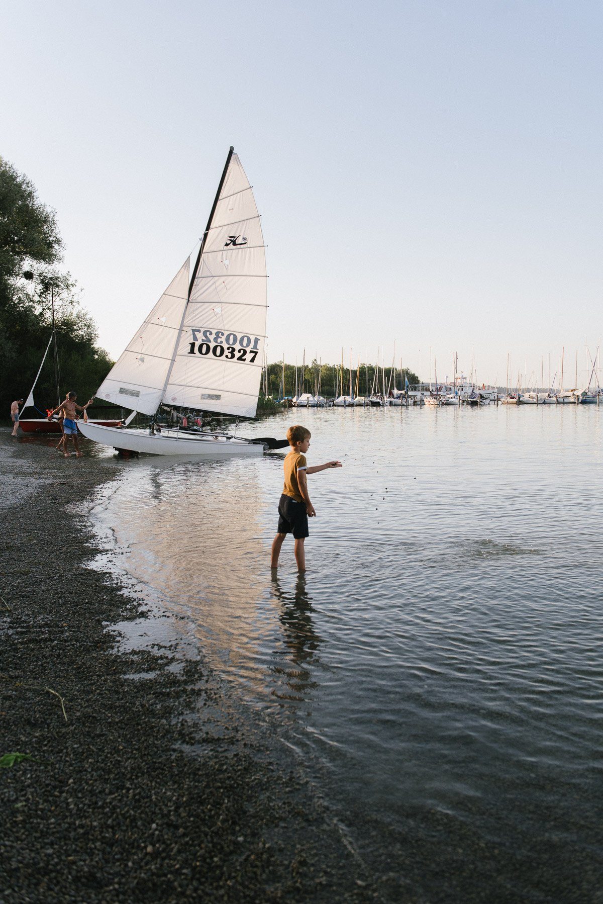 Baden am Abend im See