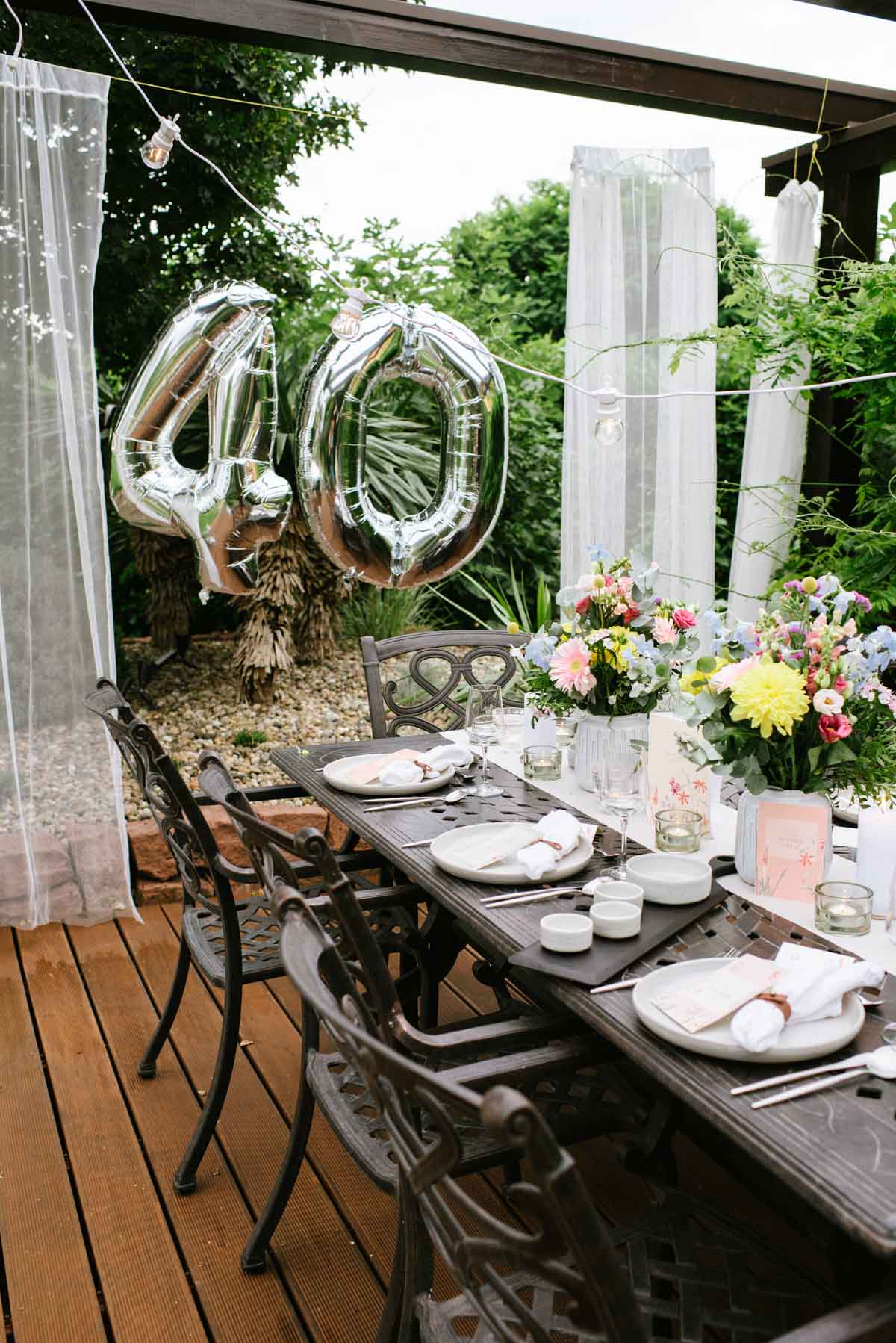 Deko zum 40. Geburtstag im Garten