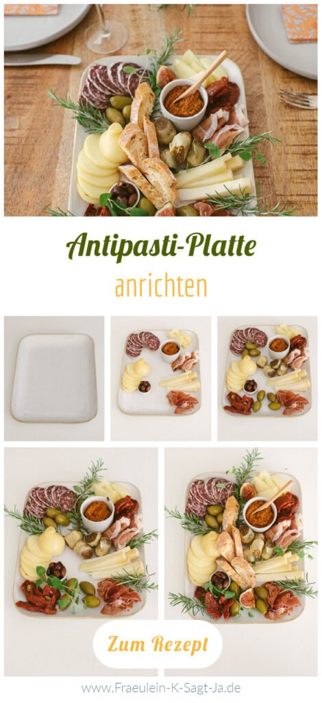 Antipasti Platte anrichten Italienisch mediterran