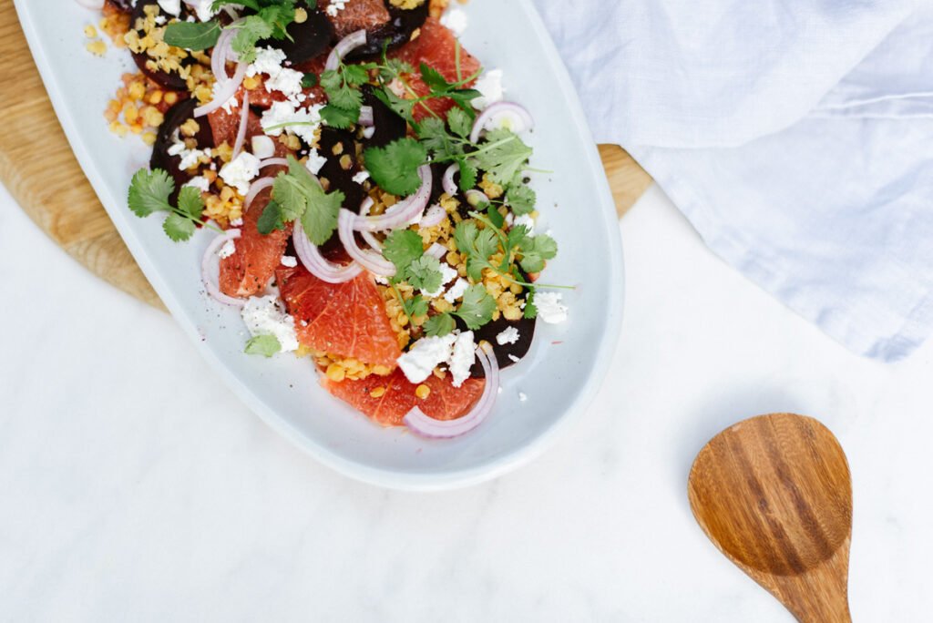 Herbstliches Rezept Rote Beete Salat mit Linsen