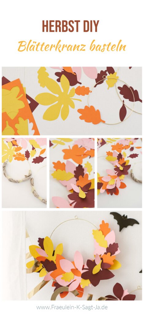 Herbst DIY Blätterkranz basteln aus Papierblättern. Blätter-Deko einfach selber machen und Wohnung herbstlich schmücken.