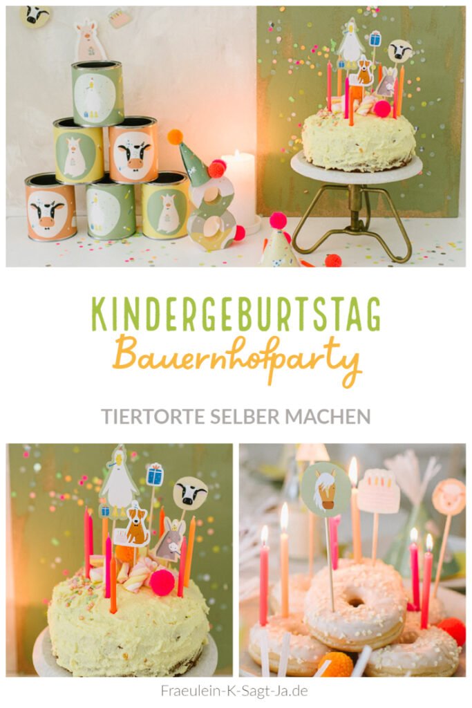 Tiertorte für den Kindergeburtstag - einfache Torte und leckere Donuts mit Cake Toppern zur Tiertorte verwandeln - gelingt einfach jedem!