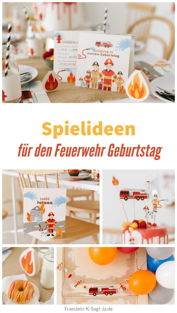 Fröhliche Spiele für den Feuerwehr Geburtstag - Unsere Feuerwehrparty mit Einladungskarten, Deko, Geburtstagstorte, Spiel- und Bastelideen.