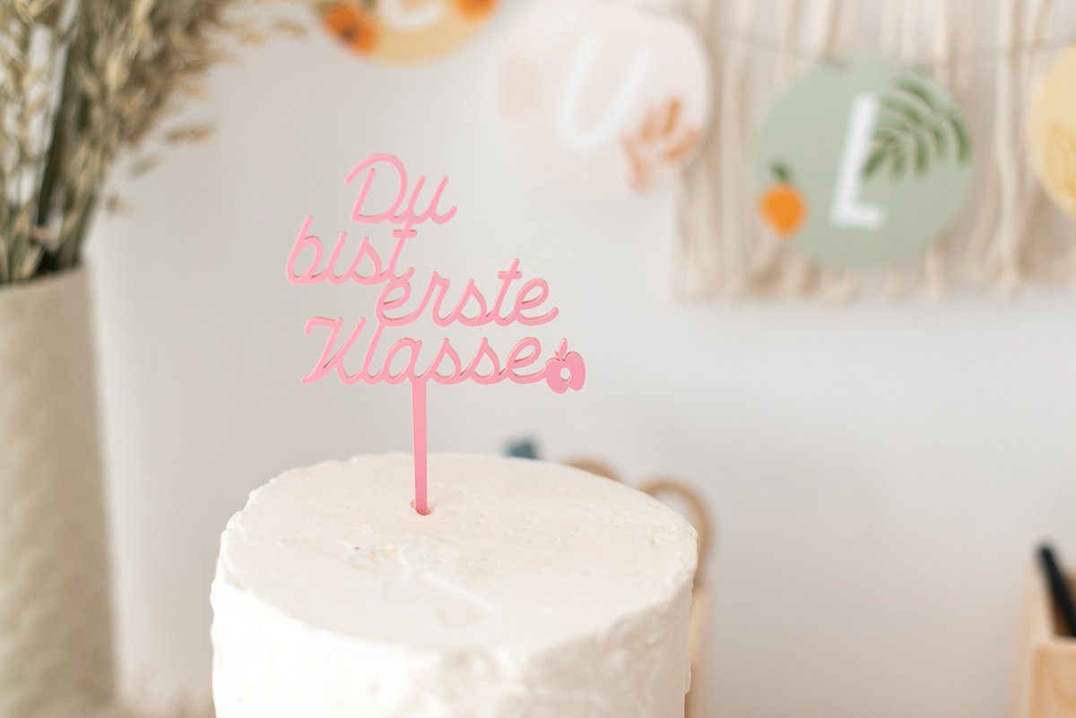 Caketopper ‘Du bist erste Klasse’ pastell rosa