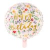 Folienballon Happy Birthday Blumen