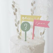 Cake Topper dreifarbig 'Geburtstagskind + Name + Zahl'
