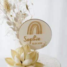 Cake Topper 'Sophie' Name + Geburtsdatum aus Holz