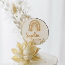 Cake Topper 'Sophie' Name + Geburtsdatum aus Holz