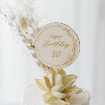 Cake Topper 'Lilie' Happy Birthday + Zahl aus Holz