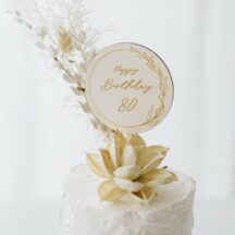 Cake Topper 'Lilie' Happy Birthday + Zahl aus Holz