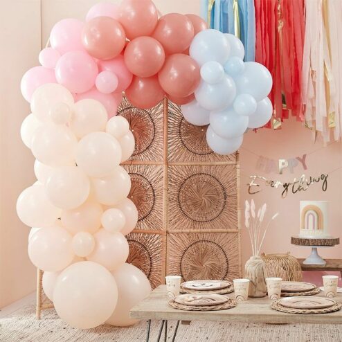 Ballongirlande pastell Regenbogen