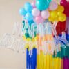 Happy Birthday Ballon Set durchsichtig mit Konfetti bunt
