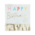 Papierserviette mit goldenen Fransen Happy Birthday