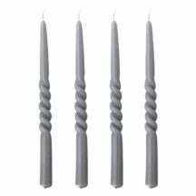 gedrehte Stabkerzen grau (4 Stueck)