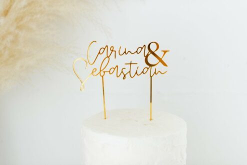 Cake Topper Hochzeit 'Namen mit &'