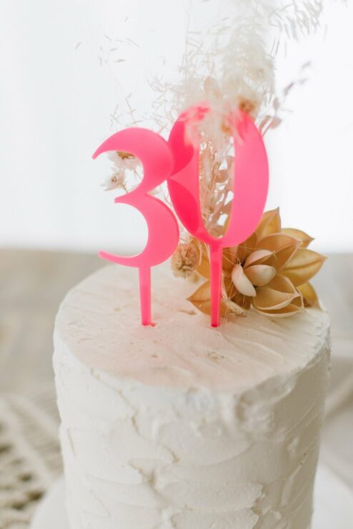 Cake Topper Zahl gross neon pink