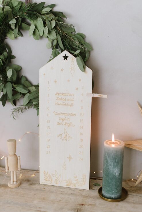 Adventskalender Countdown Brett aus Holz