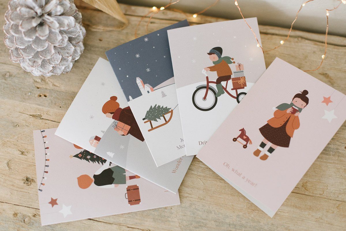 Weihnachtskarten Winterkinder (5 Stück)