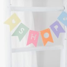 Wimpelgirlande Kaufladen Shop bunt pastell