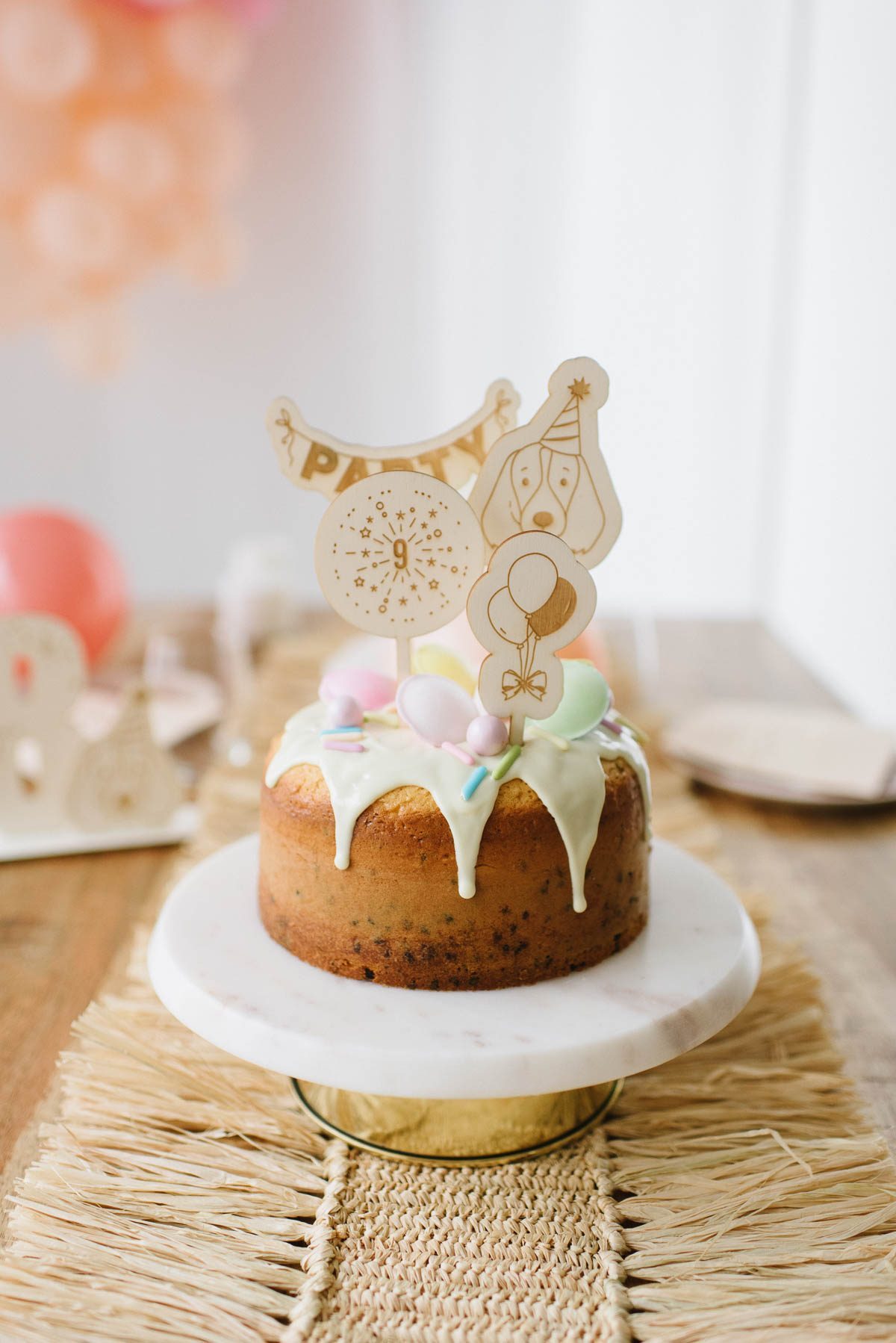 Geburtstagskuchen mit Cake Toppern aus Holz