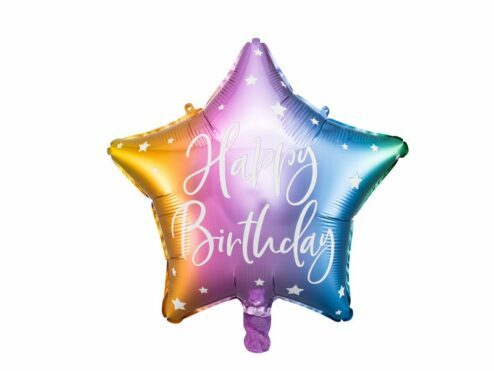 Folienballon Happy Birthday regenbogenfarben