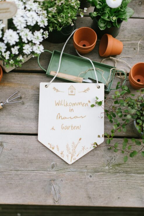 Personalisiertes Schild Willkommen im Garten