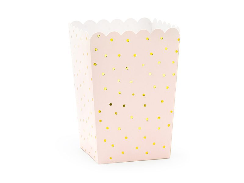 Popcornbecher light pink mit goldenen Pünktchen