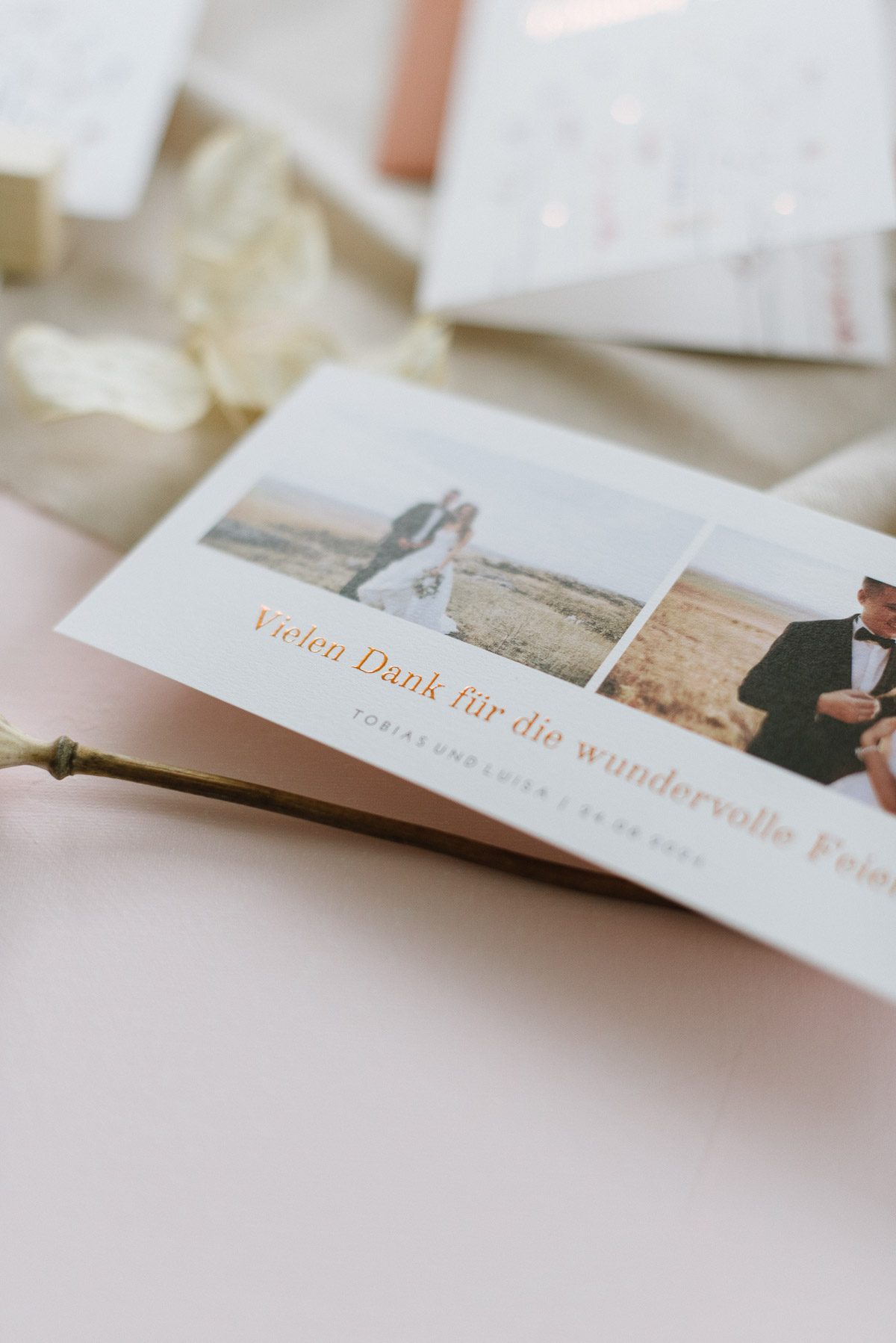 Hochzeitspapeterie im Boho Style mit Rosegold 