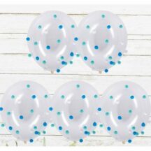 Durchsichter Ballon mit blauen Pompoms Gruppe